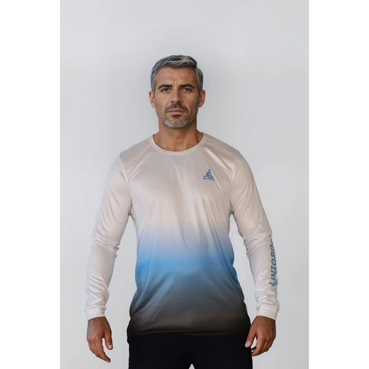 Longsleeve Sportowy Gradient Biel-Błękit