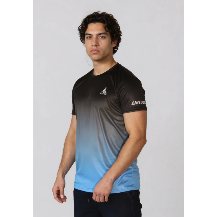 Koszulka Sportowa Gradient Czerń–Błękit