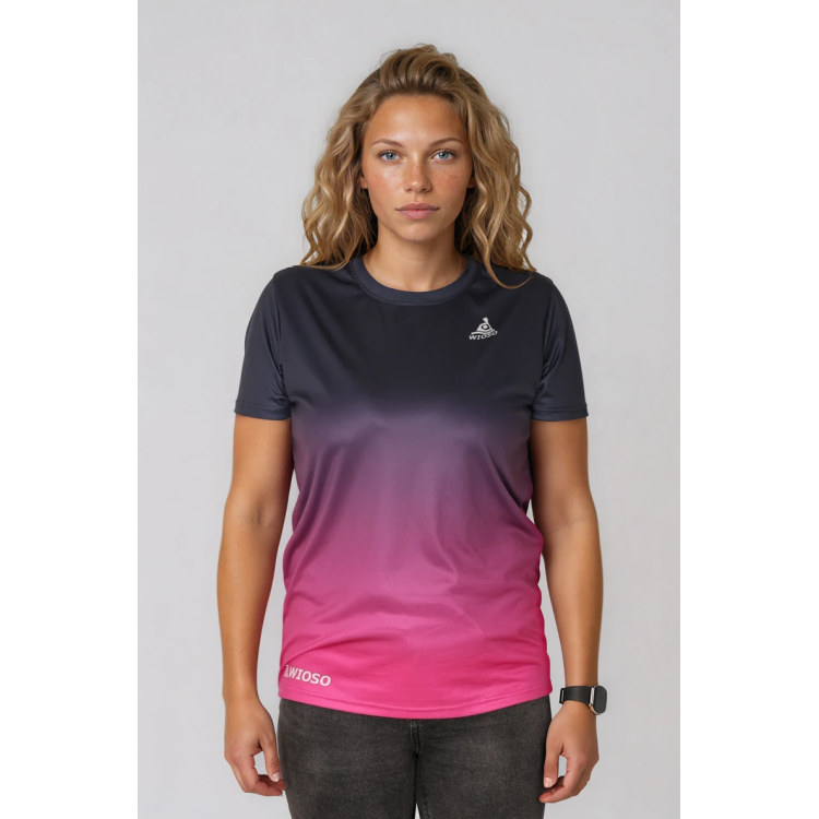 Koszulka Sportowa Gradient Grafit–Róż